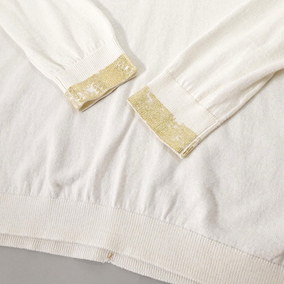 Label +Thread Goldie V Sweater Womens Medium Cream Knit Minimalist Timeless - Picture 14 of 16